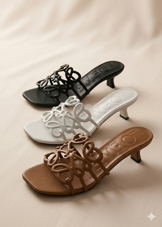 LOEWE Anagram Leather Heeled Sandals