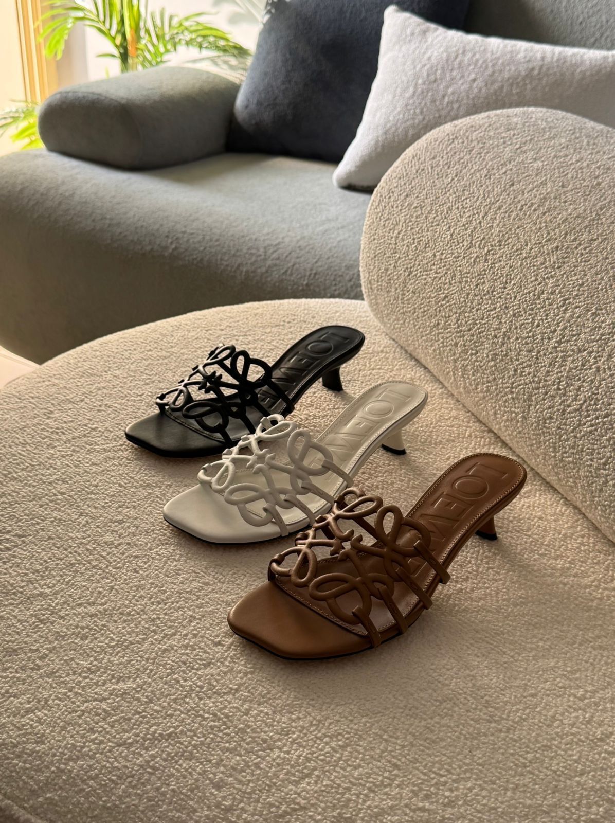 LOEWE Anagram Leather Heeled Sandals