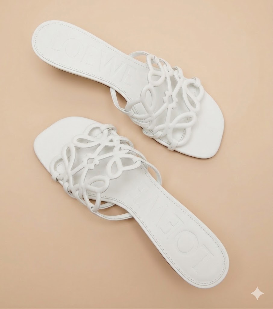 LOEWE Anagram Leather Heeled Sandals