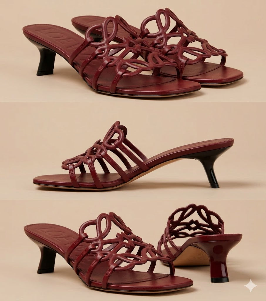 LOEWE Anagram Leather Heeled Sandals