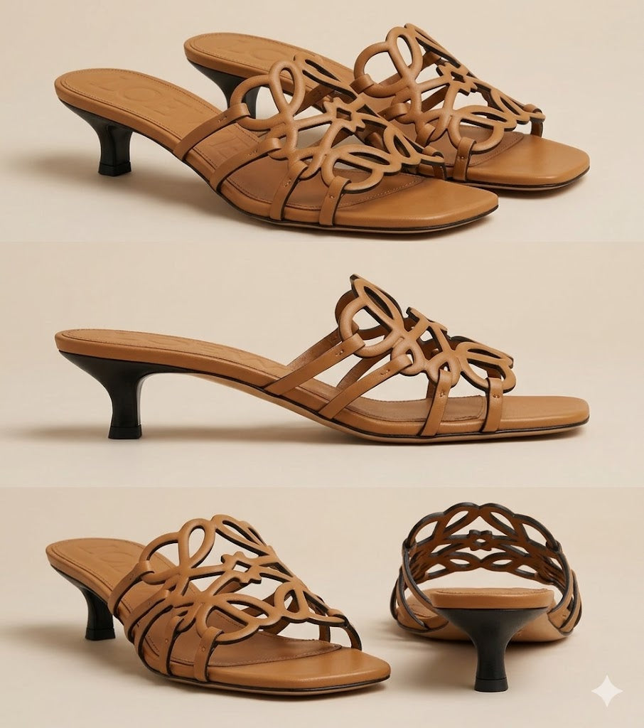 LOEWE Anagram Leather Heeled Sandals