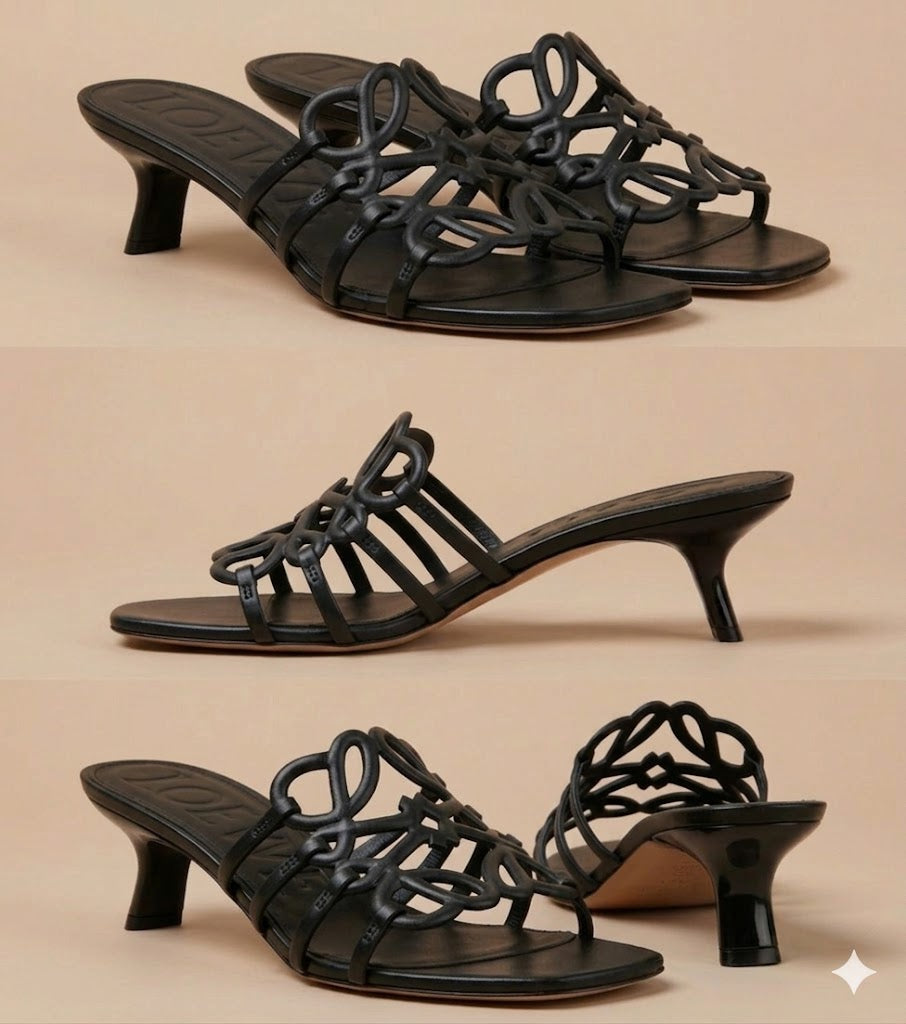 LOEWE Anagram Leather Heeled Sandals