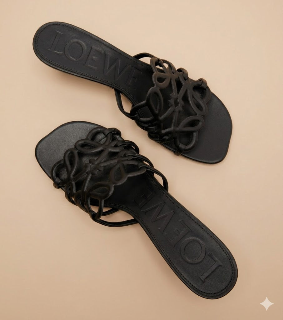 LOEWE Anagram Leather Heeled Sandals